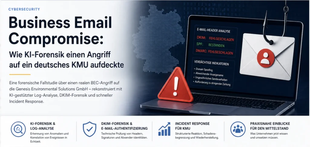 Business Email Compromise (BEC) Angriff auf deutsches KMU – KI-gestützte Forensik und DKIM-Analyse